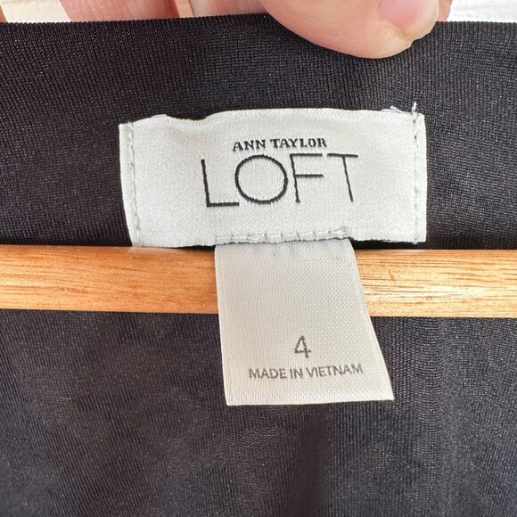 Ann Taylor LOFT Geometric Sheath Dress Belted Babydoll Top Blue Cream Size 4 - Picture 5 of 7